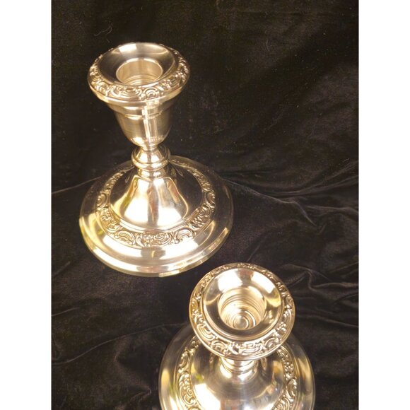 Vintage Gorham Silverplate Ornate Candlestick Holders Set Of Two - Picture 6 of 9